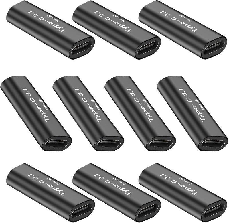 Pastall 10 حزمة محول USB C أنثى إلى أنثى. موسع USB C. موصل USB C يدعم نقل البيانات حتى 10 جيجابت في الثانية وشحن سريع 100 واط. متوافق مع Thunderbolt 4/3 يدعم فيديو 8K@60Hz. - Image 1